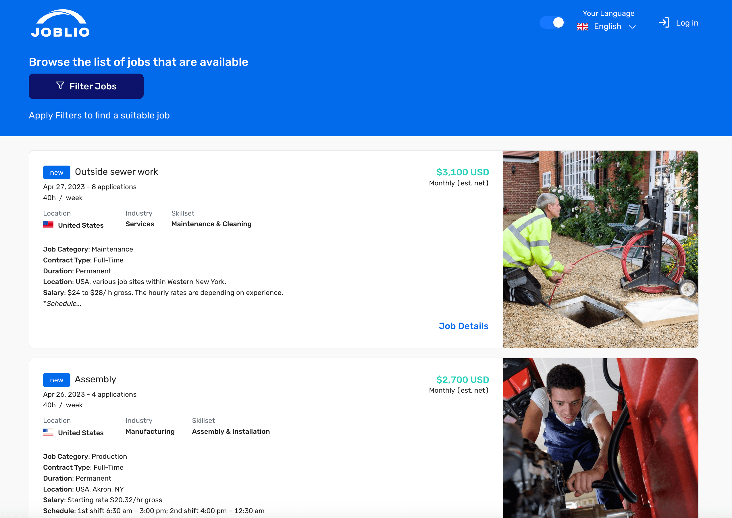 Joblio Platform project preview
