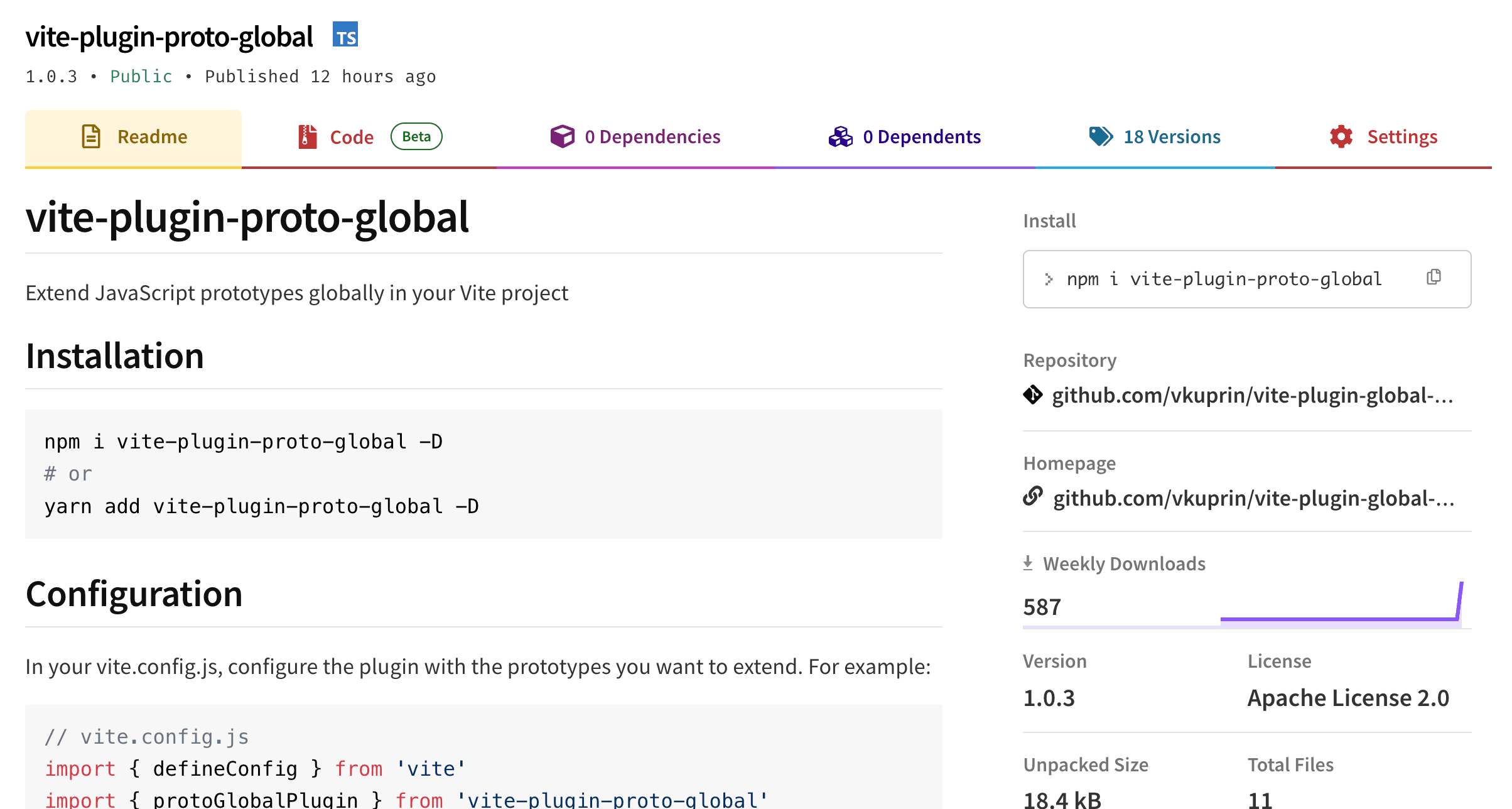 NPM Package project preview